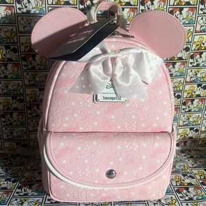 Loungefly Disney Minnie Mouse Debossed Bows Mini Backpack NWT 2025